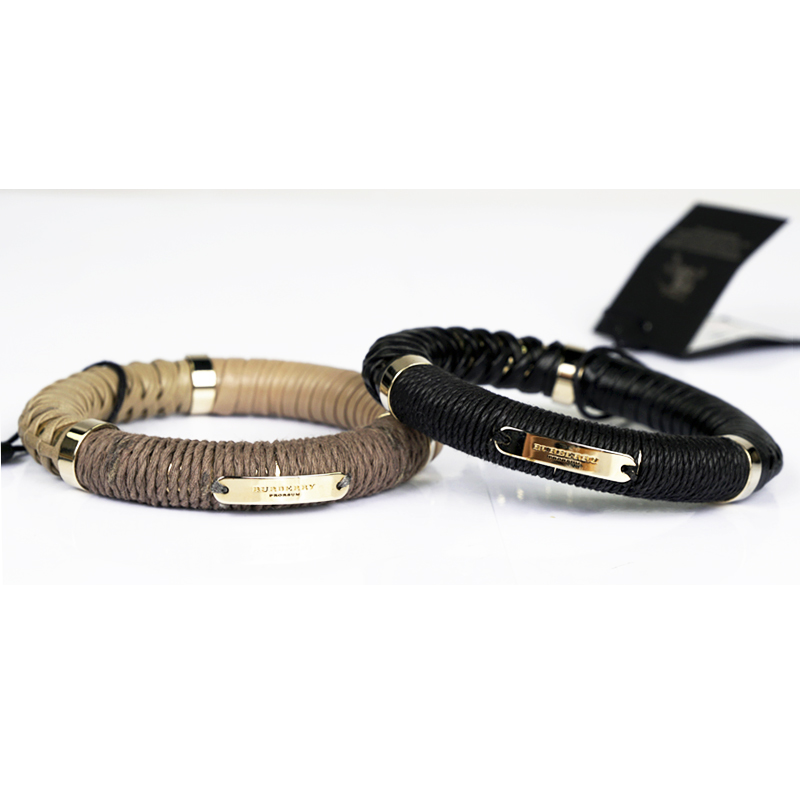 NEW $425 BURBERRY PRORSUM Beige LEATHER Twine Gold Tone Arthill