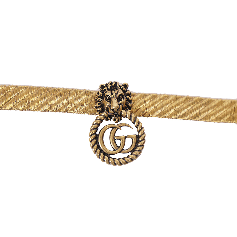 NEW $870 GUCCI Lion Head Metallic Gold MARMONT GG LOGO Cuff