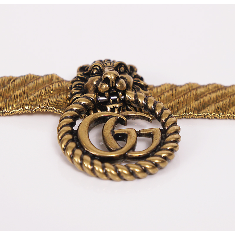 NEW $870 GUCCI Lion Head Metallic Gold MARMONT GG LOGO Cuff