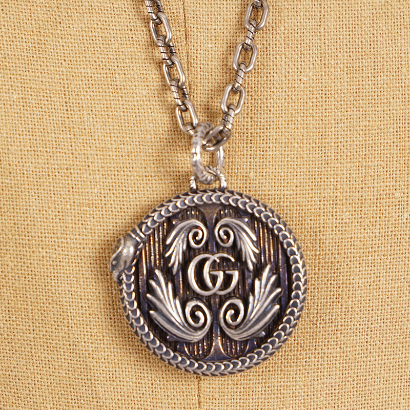 NEW $820 GUCCI GARDEN Aged Sterling Silver SNAKE OUROBOROS GG LOGO