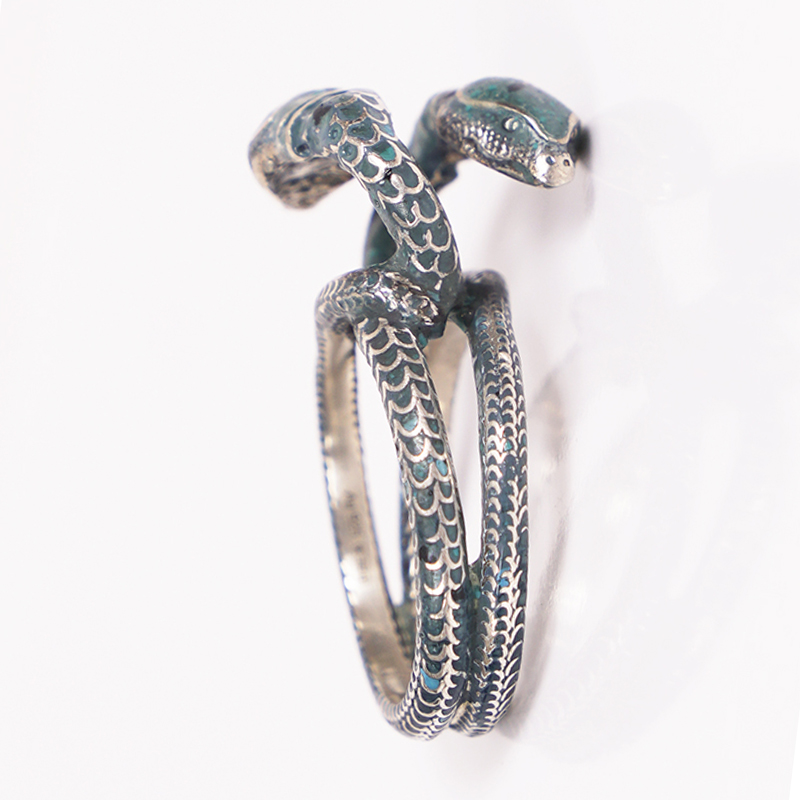 US 7.5 NEW $395 GUCCI GARDEN Sterling Silver Blue Enamel