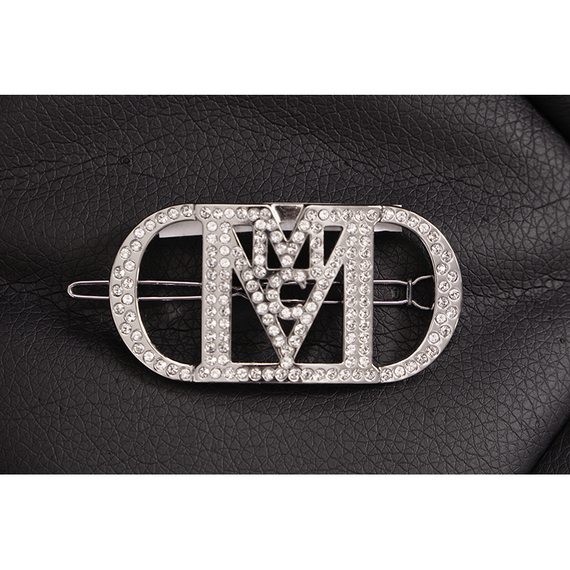 NEW $230 MCM Silver Tone Duralumin LOGO Swarovski Pave 