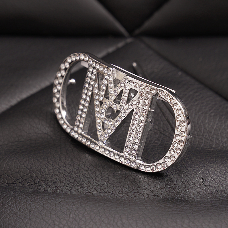 NEW $230 MCM Silver Tone Duralumin LOGO Swarovski Pave  display picture 1