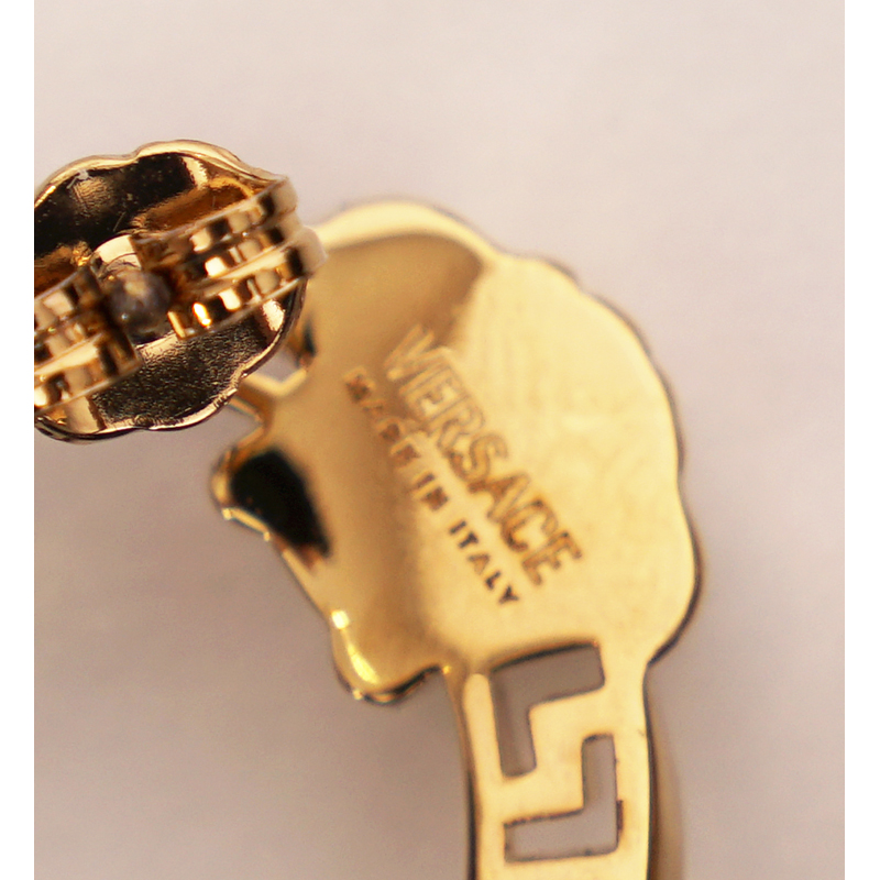 NEW $450 VERSACE Gold Tone Brass GRECA MEDUSA LOGO CURVED LINK