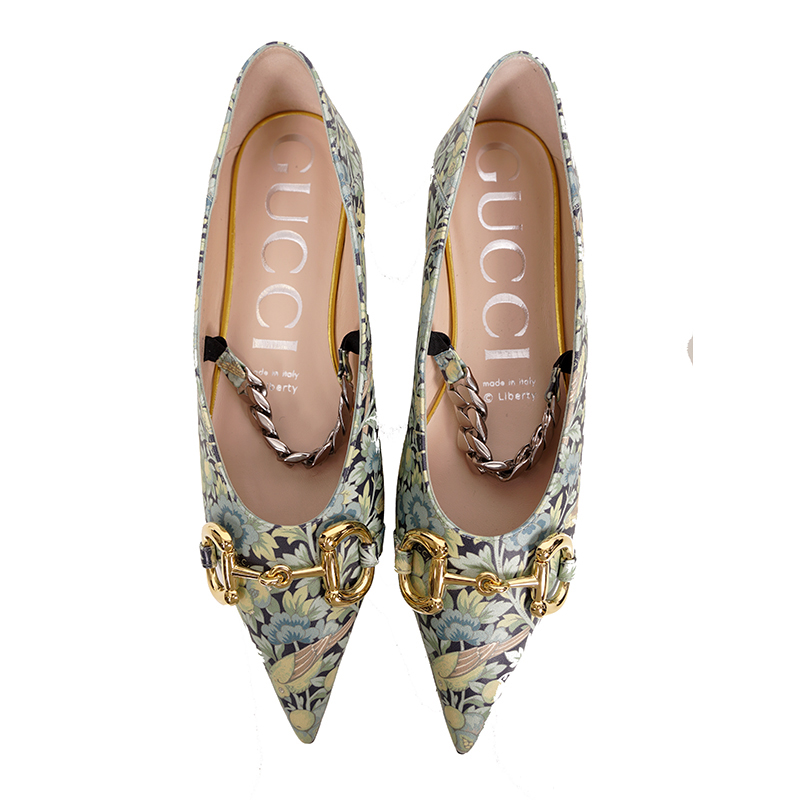 37 NEW $890 GUCCI X LIBERTY COLLECTION Blue FLORAL BIRD PRINT