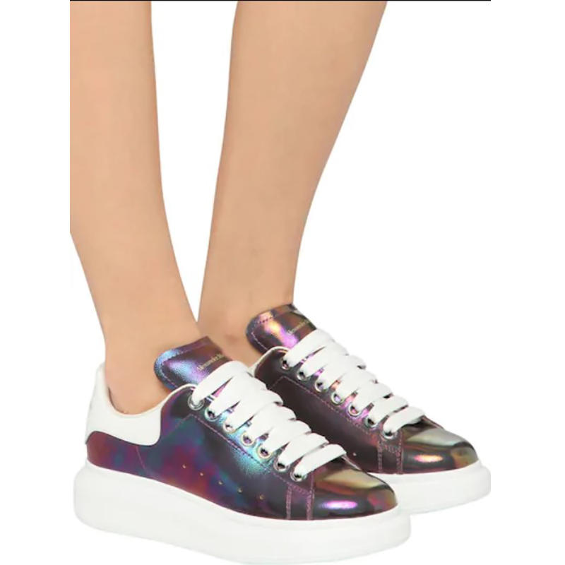 37 NEW $680 ALEXANDER MCQUEEN Petrol STINGRAY LEATHER Iridescent