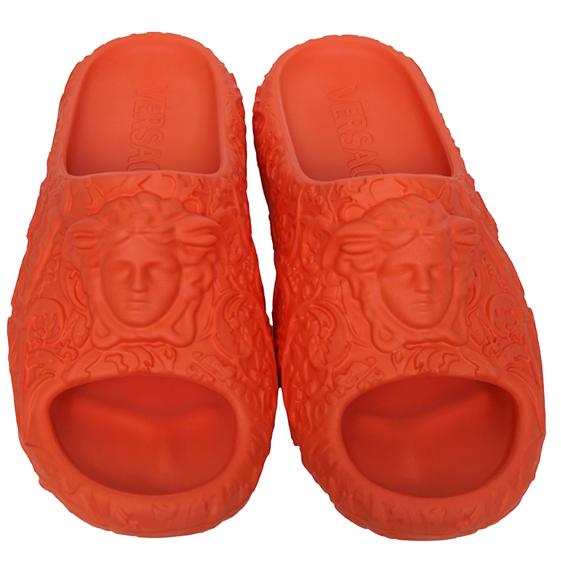 VERSACE Men\'s Orange borocco 3D Medusa logo Pool slides sandals NEW BNW Versace Medusa Dimension Slider Mens 44 Orange India | Ubuy main image 4
