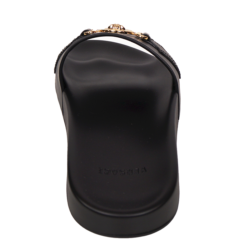 39 NEW $650 VERSACE Woman Black Leather GOLD BIGGIE MEDUSA Pool
