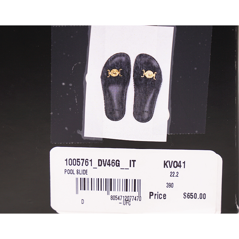 39 NEW $650 VERSACE Woman Black Leather GOLD BIGGIE MEDUSA Pool