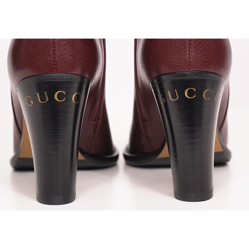 37 NEW $1590 GUCCI Micro GG Canvas Bordeaux Leather FINN KNEE