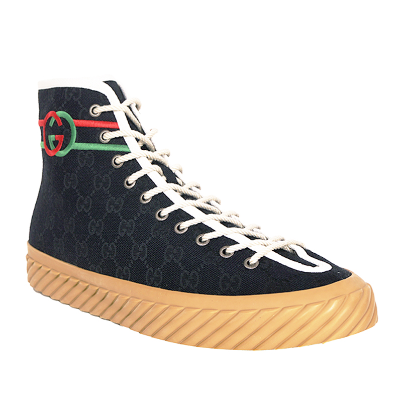 11.5G US 12 NEW $750 GUCCI Black GG CANVAS Red/Green GG LOGO High