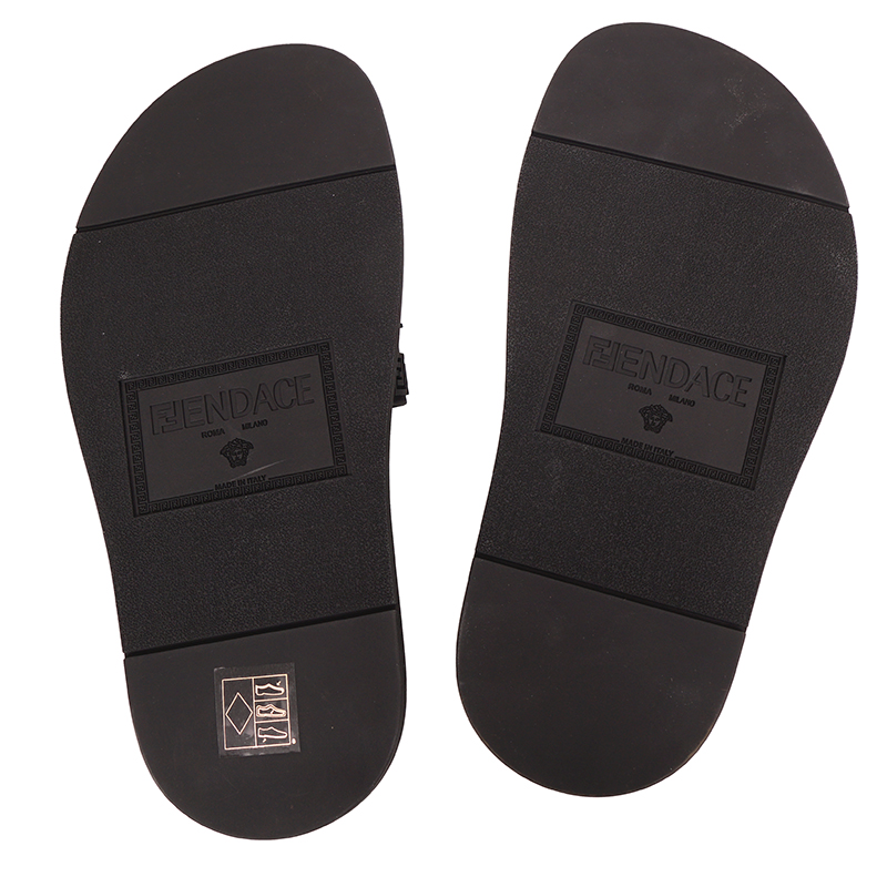 37 NEW $520 VERSACE X FENDI FENDACE Woman's Black Pool Slides LOGO